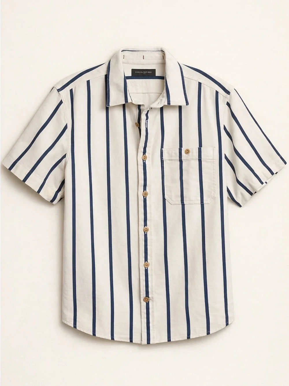 Banana Republic COTTON-LINEN INDIGO STRIPED SHIRT Summer Vacation Medium